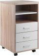 Kenner Mobile Storage Cabinet, 3 Drawers, 2 Shelves, Reclaimed Wood/White Finish