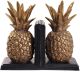 S/2 POLYRESIN 10 INCH H PINEAPPLE BOOKENDS, GOLD/BLACK