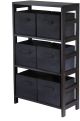 Capri 3-Section M Storage Shelf with 6 Foldable Black Fabric Baskets