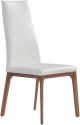 Ricky Dining Chair white faux leather solid wood with walnut veneer base frame.