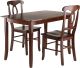 Inglewood 3-PC Set Dining Table w/ 2 Key Hole Back Chairs