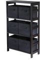 Capri 2-Section M Storage Shelf with 4 Foldable Black Fabric Baskets