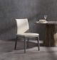 Stella Dining Chair, taupe faux leather, solid wood gray oak veneer base