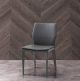 Miranda Dining Chair Dark Grey Faux Leather, Steel legs fully covered with Dark Grey faux leather.