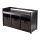 Addison 4pc Storage Bench with 3 Foldable corn husk baskets