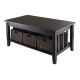 Morris Coffee Table with 3 Foldable Baskets
