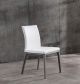 Stella Dining Chair, White faux leather,solid wood with oak veneer in grey base