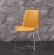 Aileen Dining Chair Yellow Faux Leather with Polished stainless steel base