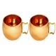 Moscow Mule Mug Hammered with Brass Handle for Cocktails and Drinks 16oz - (Set of 2)