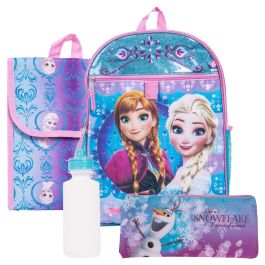 Disney Frozen Elsa and Anna Backpack Back to School 5 Piece Essentials Set 