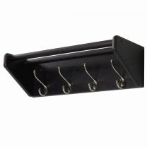 4 Hook Shelf, Nickel Hooks, Black