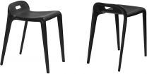 E-Z Stacking Modern Plastic Accent Stool Chair - Set Of 2