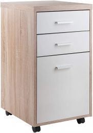 Kenner Mobile File Cabinet, 3 Drawers, Reclaimed Wood/White Finish
