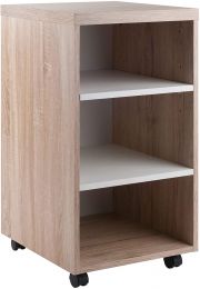 Kenner Mobile Storage Cart, 3 Shelves, Reclaimed Wood/White Finish