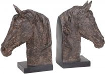 S/2 RESIN 11 INCH  HORSE HEAD BOOKENDS, RUST
