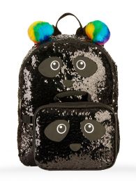 Sequin Panda Shaped Full Size Deluxe School Bag 16 inch with Lunch Bag