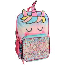 Unicorn Rainbow Full Size Deluxe School Bag or Travel Backpack with Detachable Lunch Box (SET) 