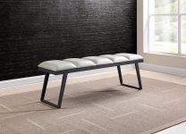 Ethan Bench Light Grey Faux Leather with Steel sanded black coated Base