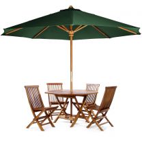 6 Piece Octagon Folding Table Set and Umbrella, Green