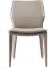Miranda Dining Chair Light Grey Faux Leather, Steel legs fully covered with Light Grey faux leather.